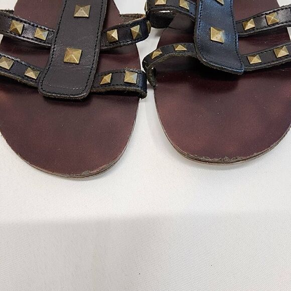 Steve Madden Size 11 Black Leather Studded Gladiator Sandals - Picture 9 of 9
